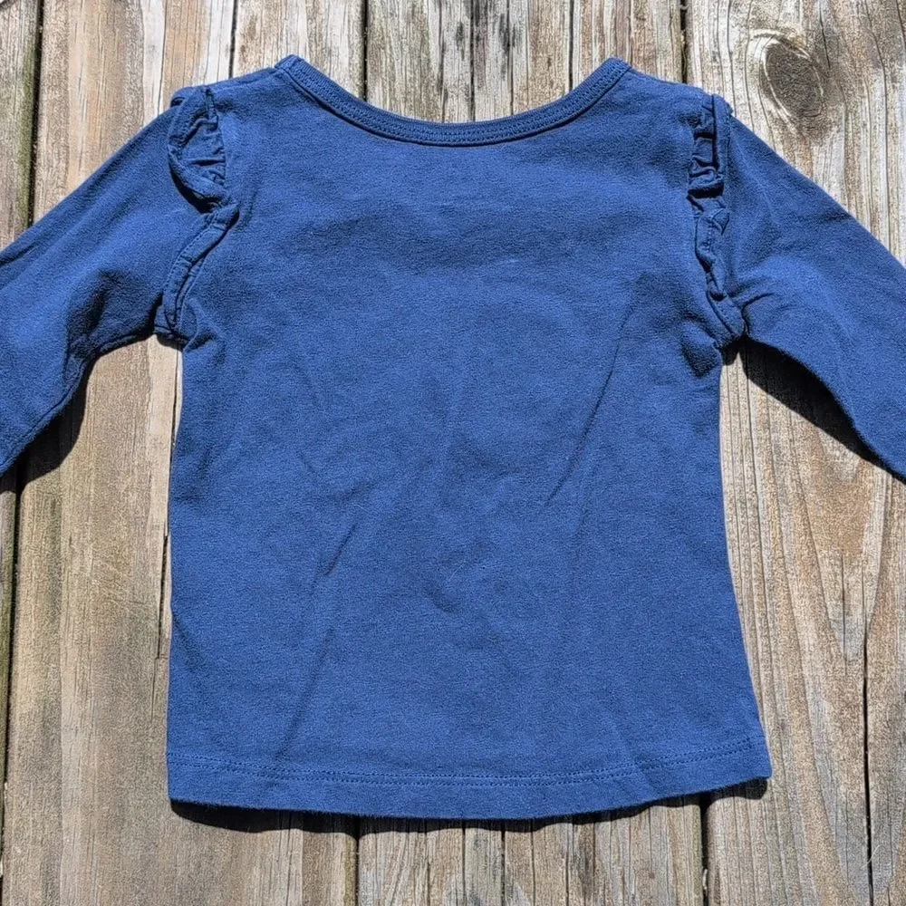 Carter's 18 Month Girls Blue Long Sleeve Gold Glitter She Rex Tee Shirt - Picture 6 of 8